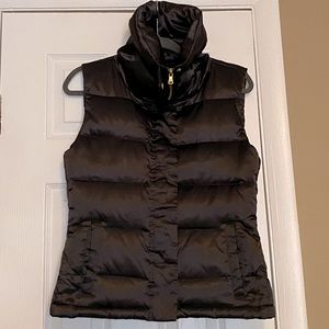 USED EUC TALBOTS SATIN QUILTED PUFFER VEST (Feather/Duck Down) XS/S BLACK ZipUp